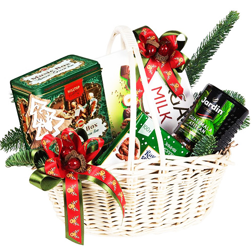 "Ёлочный стиль". Корзина новогодняя