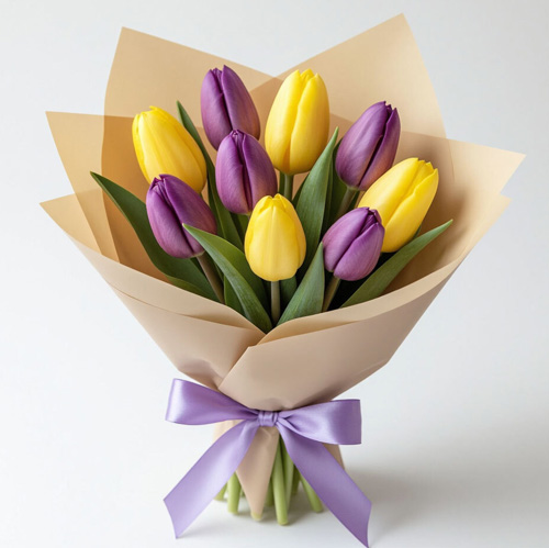 "Танец солнца и сумерек". Букет тюльпанов