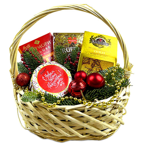 "Новогодний комплимент". Корзина подарочная